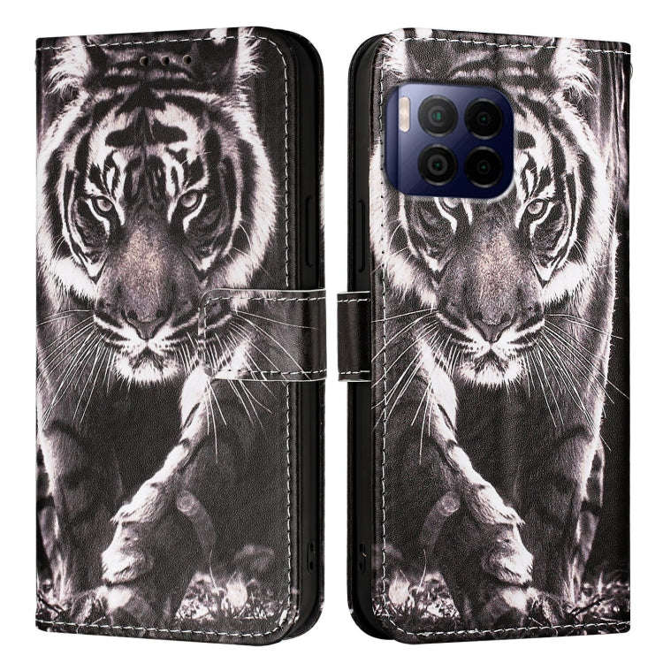 For T-Mobile REVVL 7 Pro 5G Colored Drawing Pattern Plain Weave Leather Phone Case(Black And Whit...