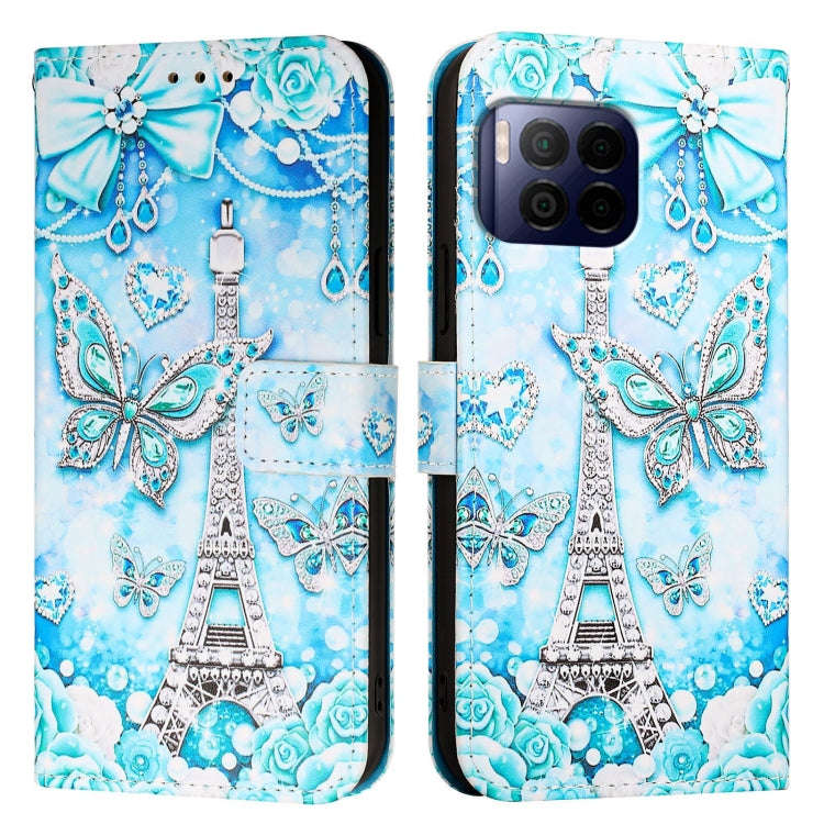 For T-Mobile REVVL 7 Pro 5G Colored Drawing Pattern Plain Weave Leather Phone Case(Tower Butterfly)