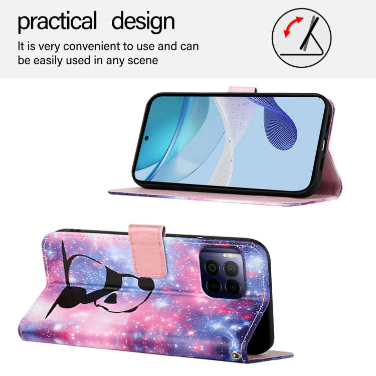 For T-Mobile REVVL 7 Pro 5G Colored Drawing Pattern Plain Weave Leather Phone Case(Baby Panda)