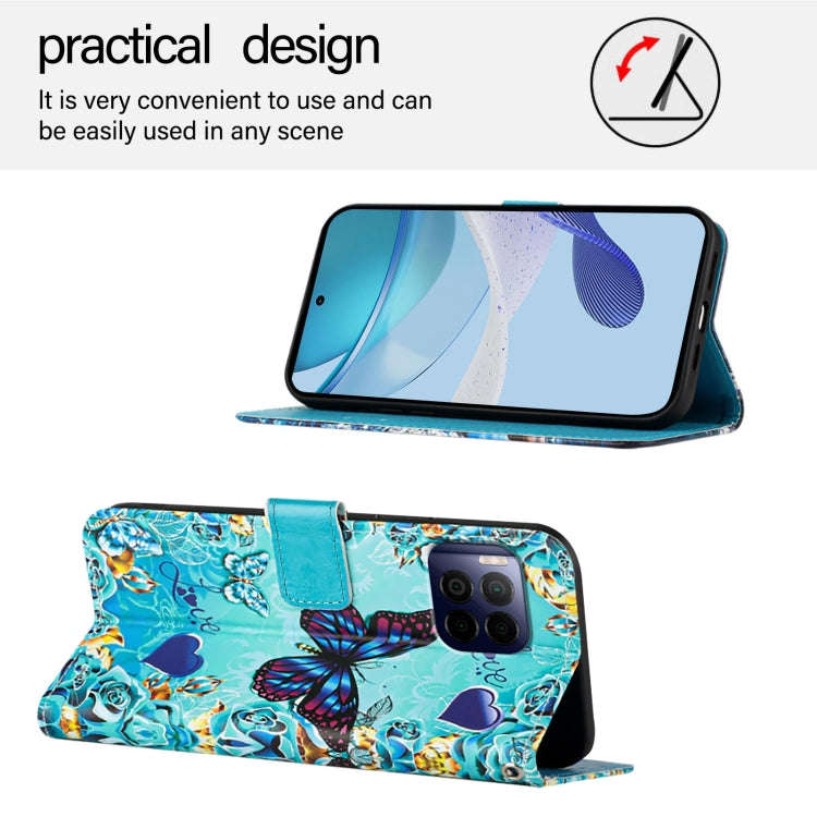 For T-Mobile REVVL 7 Pro 5G Colored Drawing Pattern Plain Weave Leather Phone Case(Love Butterfly)