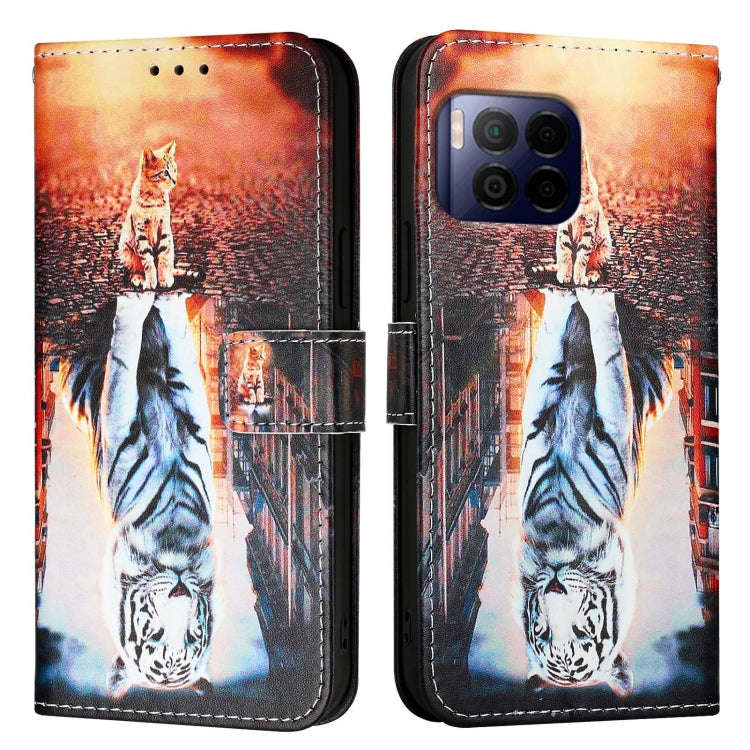For T-Mobile REVVL 7 Pro 5G Colored Drawing Pattern Plain Weave Leather Phone Case(Cats And Tigers)