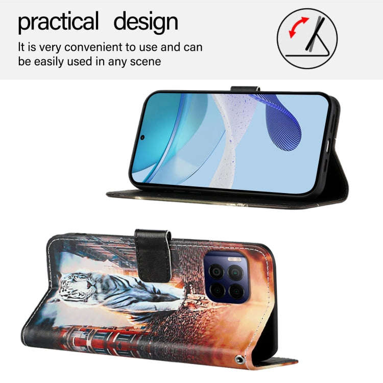 For T-Mobile REVVL 7 Pro 5G Colored Drawing Pattern Plain Weave Leather Phone Case(Cats And Tigers)