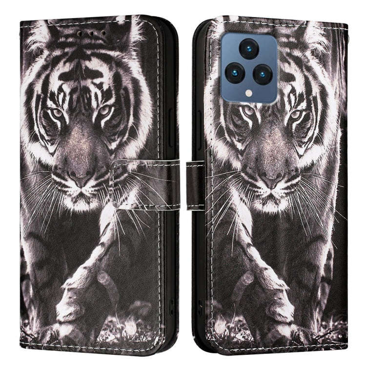For T-Mobile REVVL 6 / 6x 5G Colored Drawing Pattern Plain Weave Leather Phone Case(Black And Whi...