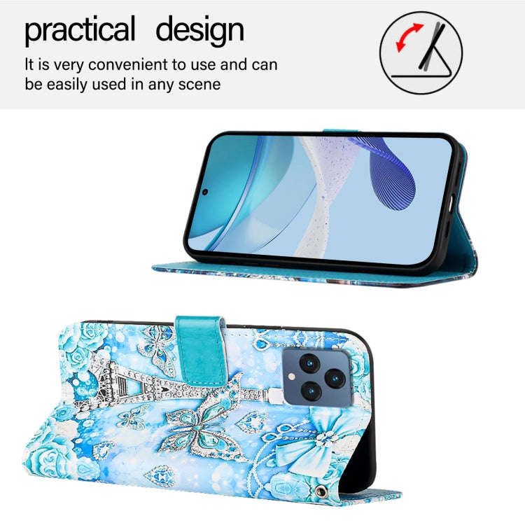 For T-Mobile REVVL 6 / 6x 5G Colored Drawing Pattern Plain Weave Leather Phone Case(Tower Butterfly)