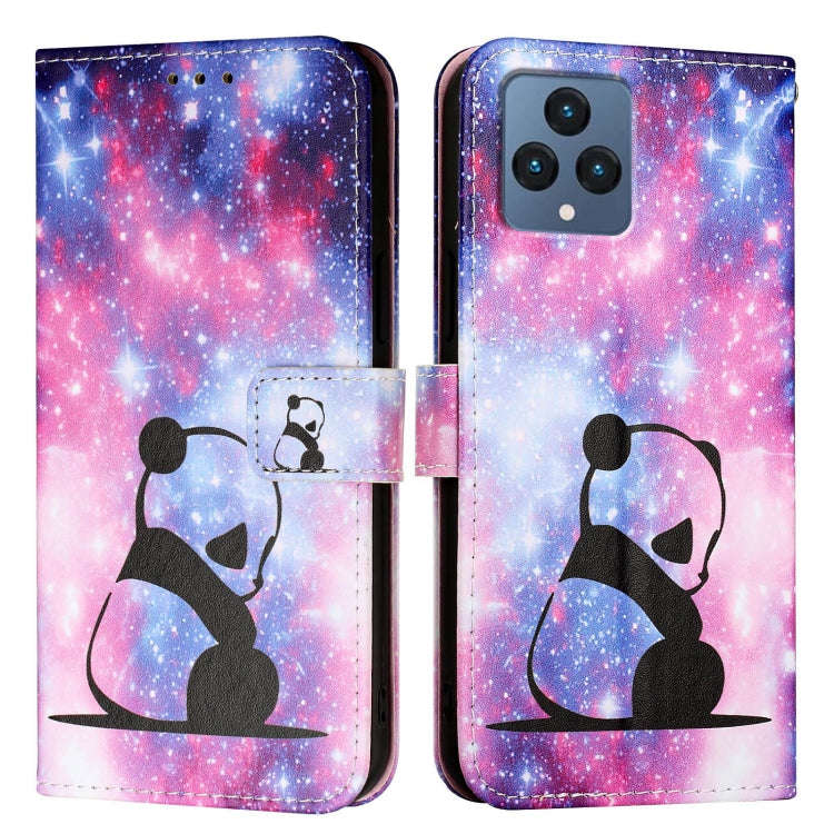 For T-Mobile REVVL 6 / 6x 5G Colored Drawing Pattern Plain Weave Leather Phone Case(Baby Panda)