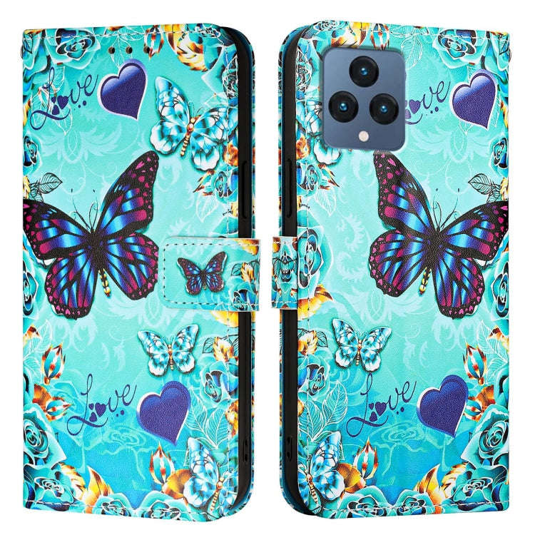 For T-Mobile REVVL 6 / 6x 5G Colored Drawing Pattern Plain Weave Leather Phone Case(Love Butterfly)