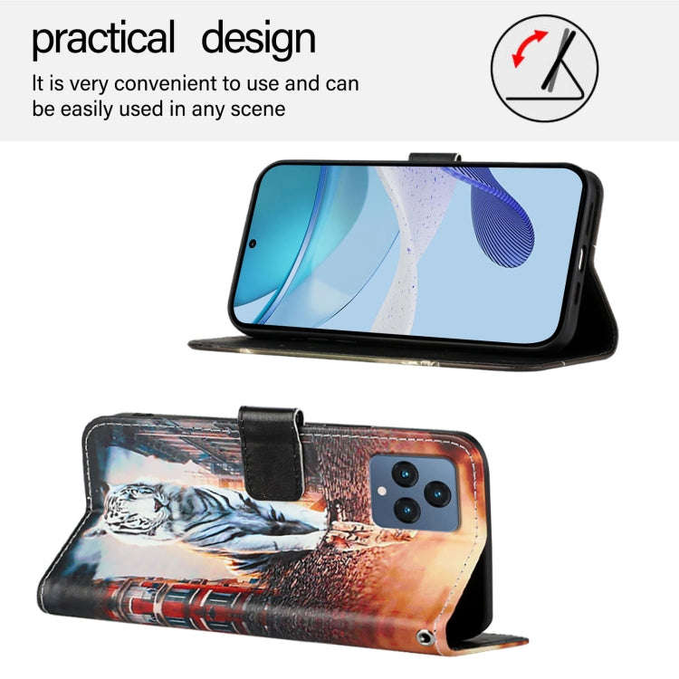 For T-Mobile REVVL 6 / 6x 5G Colored Drawing Pattern Plain Weave Leather Phone Case(Cats And Tigers)