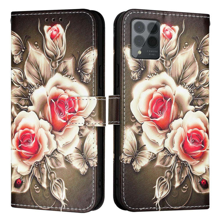 For T-Mobile REVVL 6 Pro / 6x Pro 5G Colored Drawing Pattern Plain Weave Leather Phone Case(Roses...