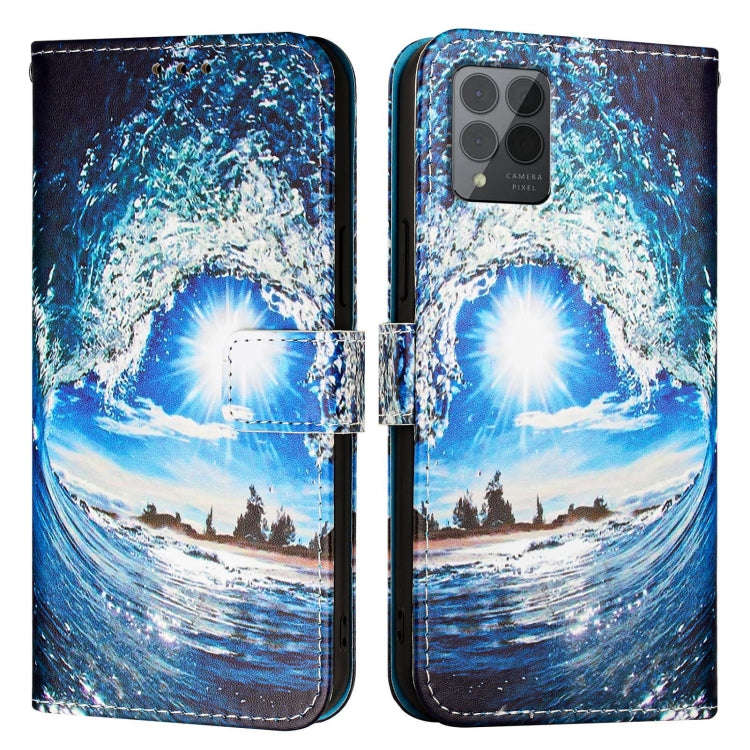For T-Mobile REVVL 6 Pro / 6x Pro 5G Colored Drawing Pattern Plain Weave Leather Phone Case(Waves...