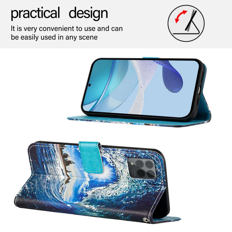 For T-Mobile REVVL 6 Pro / 6x Pro 5G Colored Drawing Pattern Plain Weave Leather Phone Case(Waves...