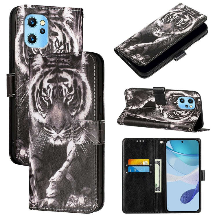 For UMIDIGI Power 7 Max Colored Drawing Pattern Plain Weave Leather Phone Case(Black And White Ti...