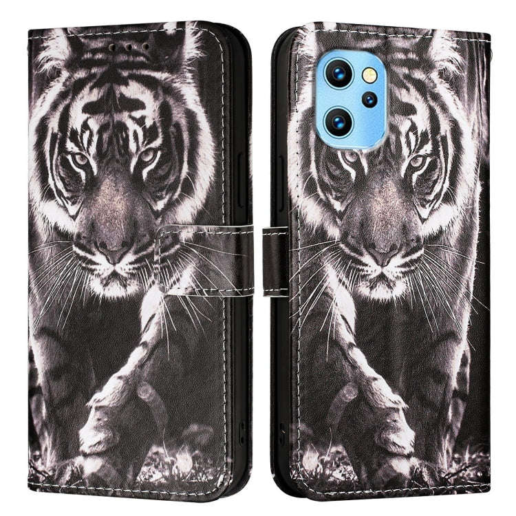 For UMIDIGI Power 7 Max Colored Drawing Pattern Plain Weave Leather Phone Case(Black And White Ti...