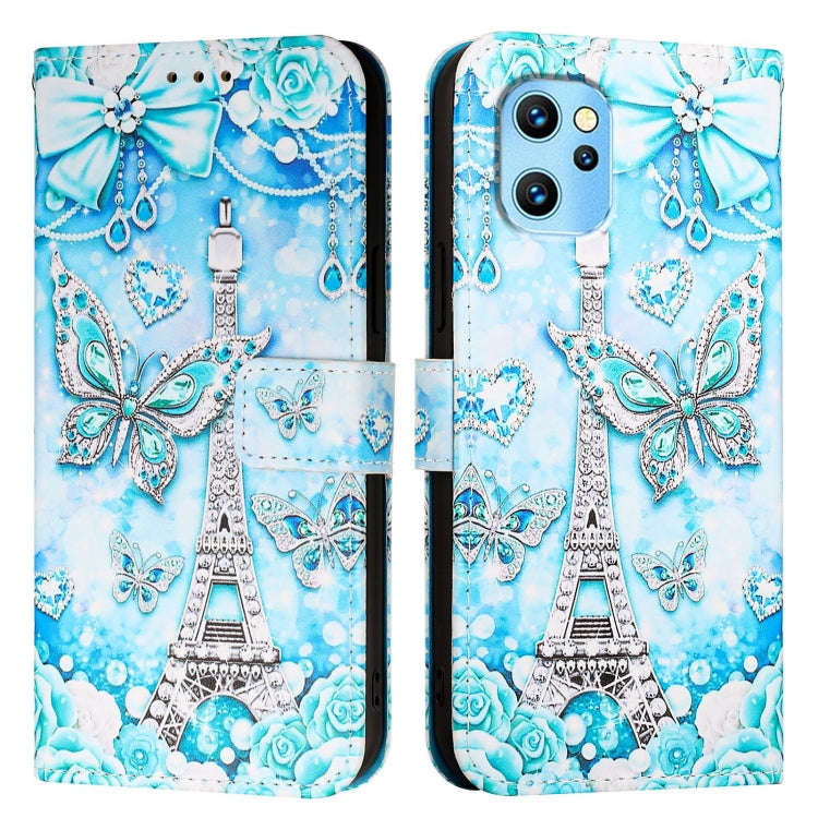For UMIDIGI Power 7 Max Colored Drawing Pattern Plain Weave Leather Phone Case(Tower Butterfly)