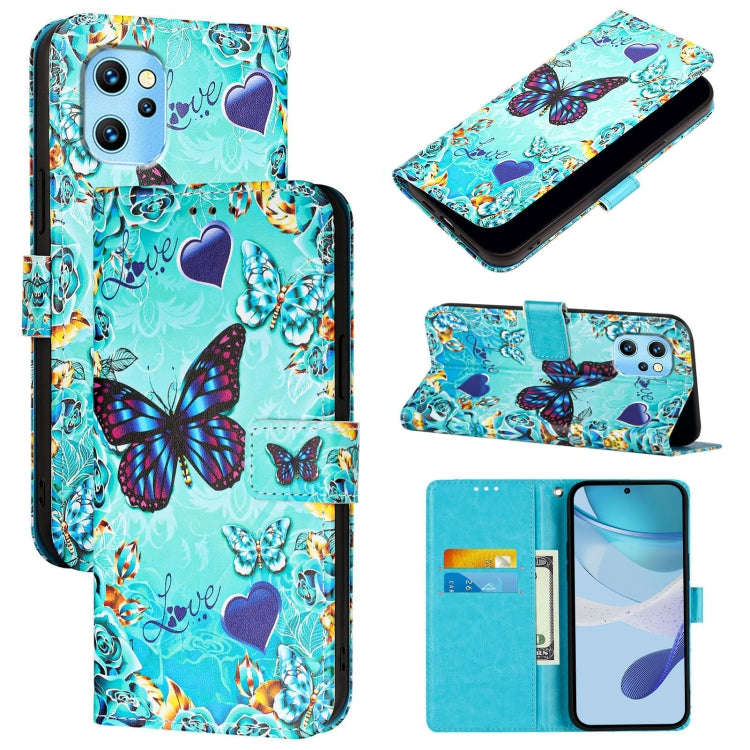 For UMIDIGI Power 7 Max Colored Drawing Pattern Plain Weave Leather Phone Case(Love Butterfly)