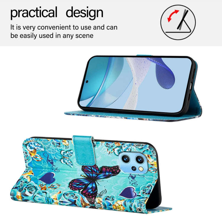For UMIDIGI Power 7 Max Colored Drawing Pattern Plain Weave Leather Phone Case(Love Butterfly)
