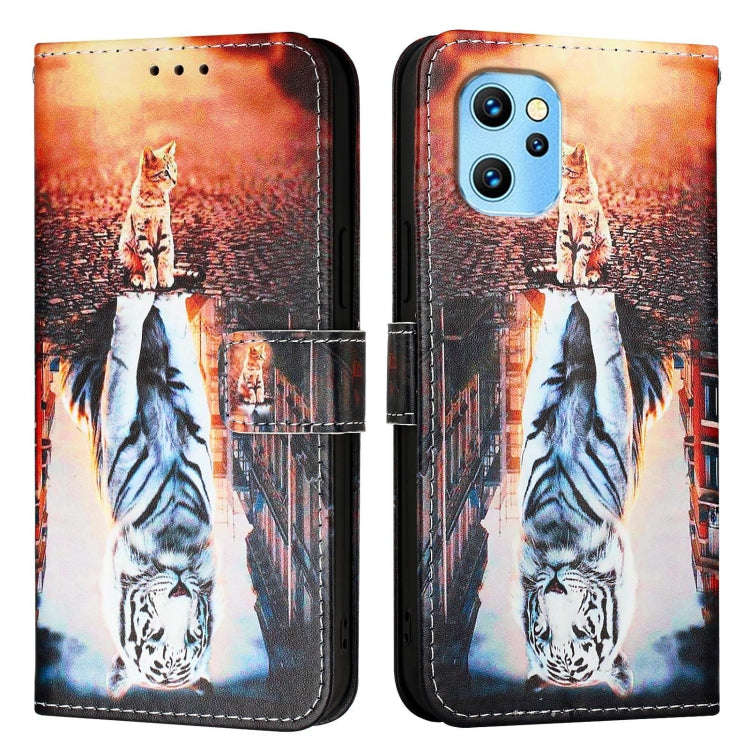 For UMIDIGI Power 7 Max Colored Drawing Pattern Plain Weave Leather Phone Case(Cats And Tigers)