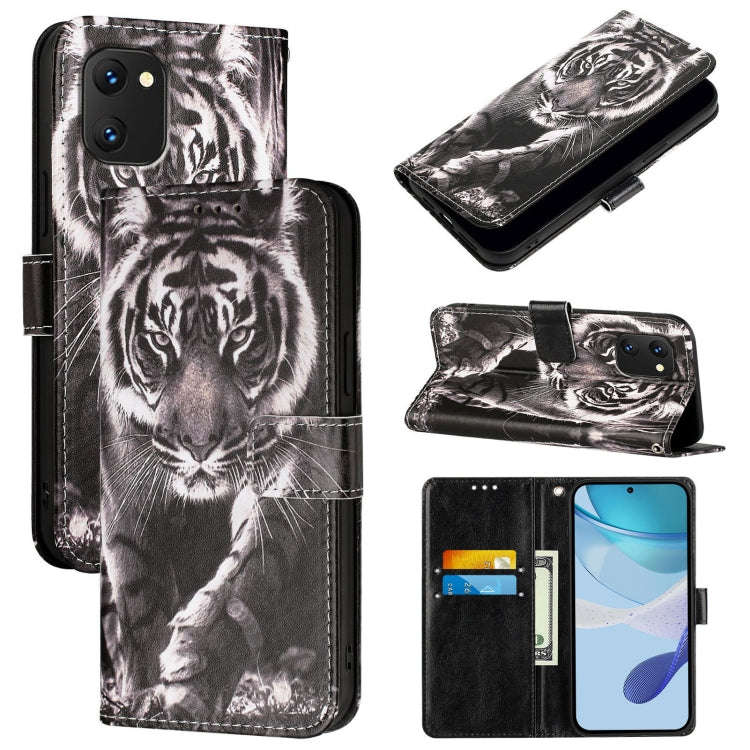 For UMIDIGI Power 7 / Power 7S Colored Drawing Pattern Plain Weave Leather Phone Case(Black And W...