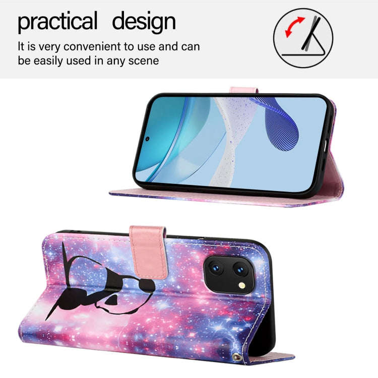 For UMIDIGI Power 7 / Power 7S Colored Drawing Pattern Plain Weave Leather Phone Case(Baby Panda)