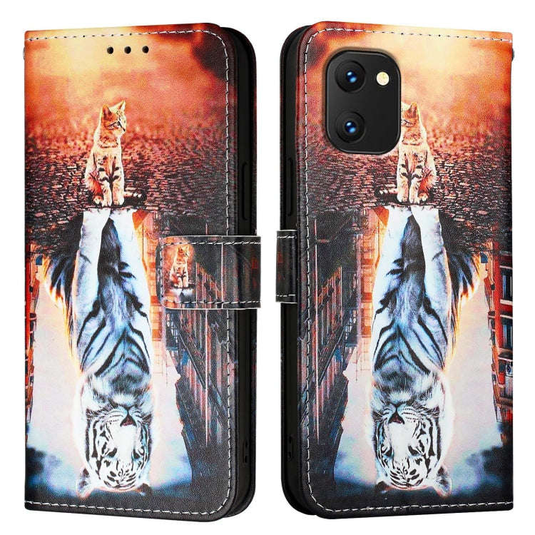 For UMIDIGI Power 7 / Power 7S Colored Drawing Pattern Plain Weave Leather Phone Case(Cats And Ti...
