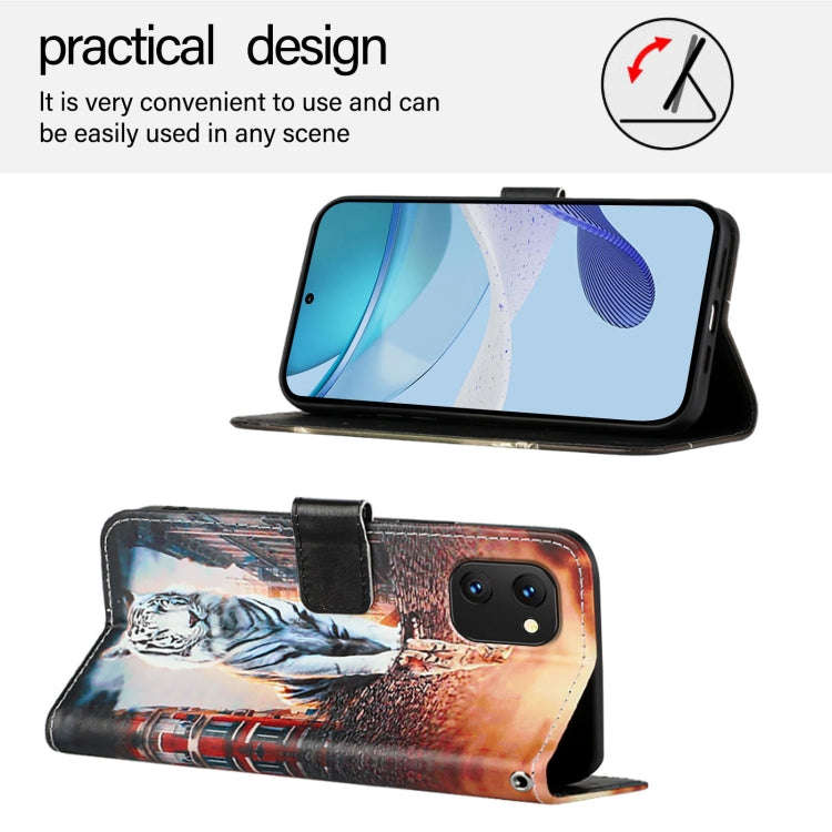 For UMIDIGI Power 7 / Power 7S Colored Drawing Pattern Plain Weave Leather Phone Case(Cats And Ti...