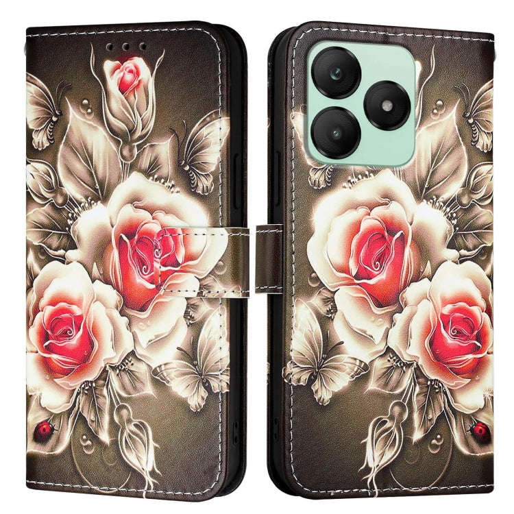 For Wiko T20   Colored Drawing Pattern Plain Weave Leather Phone Case(Roses On Black)