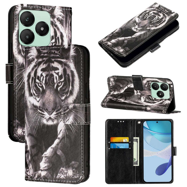 For Wiko T20   Colored Drawing Pattern Plain Weave Leather Phone Case(Black And White Tiger)