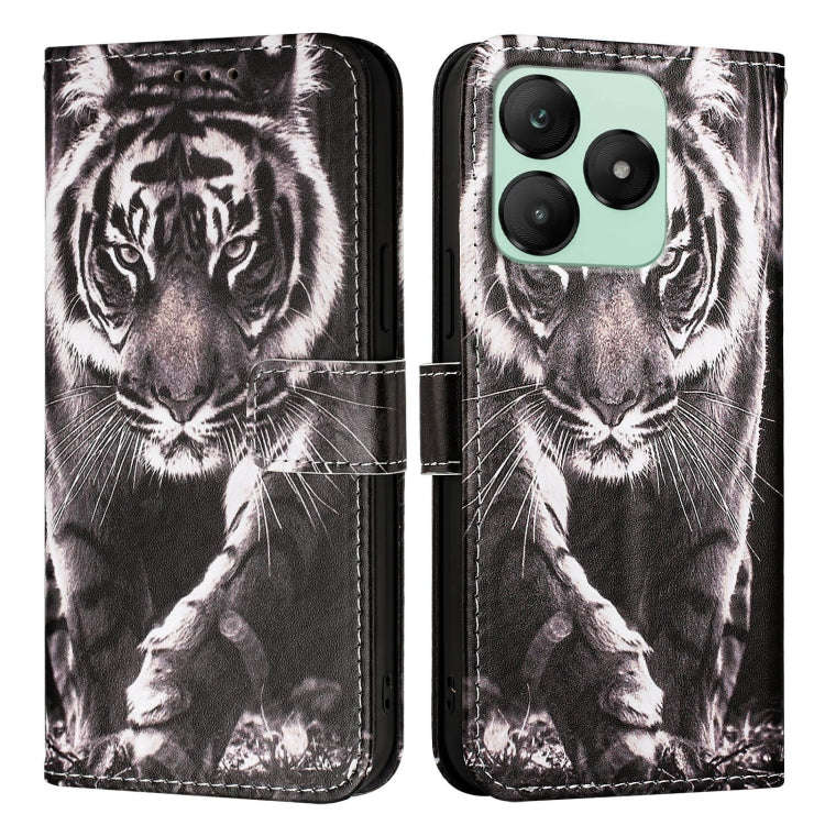 For Wiko T20   Colored Drawing Pattern Plain Weave Leather Phone Case(Black And White Tiger)