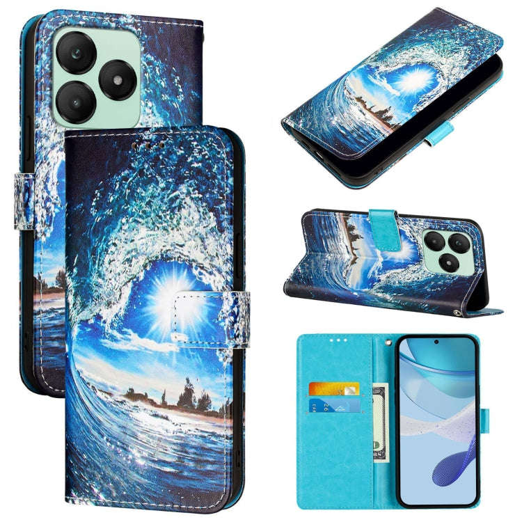 For Wiko T20   Colored Drawing Pattern Plain Weave Leather Phone Case(Waves And Sun)