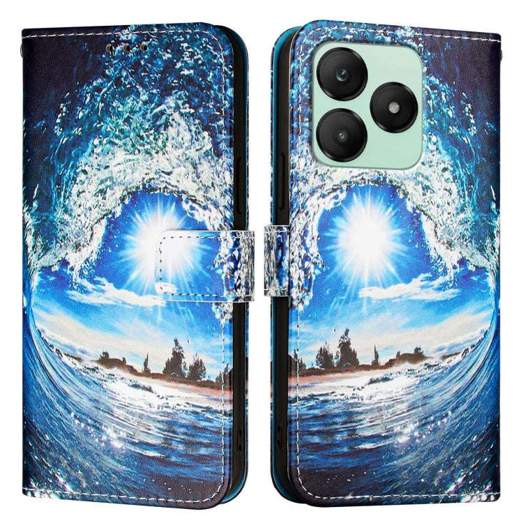 For Wiko T20   Colored Drawing Pattern Plain Weave Leather Phone Case(Waves And Sun)