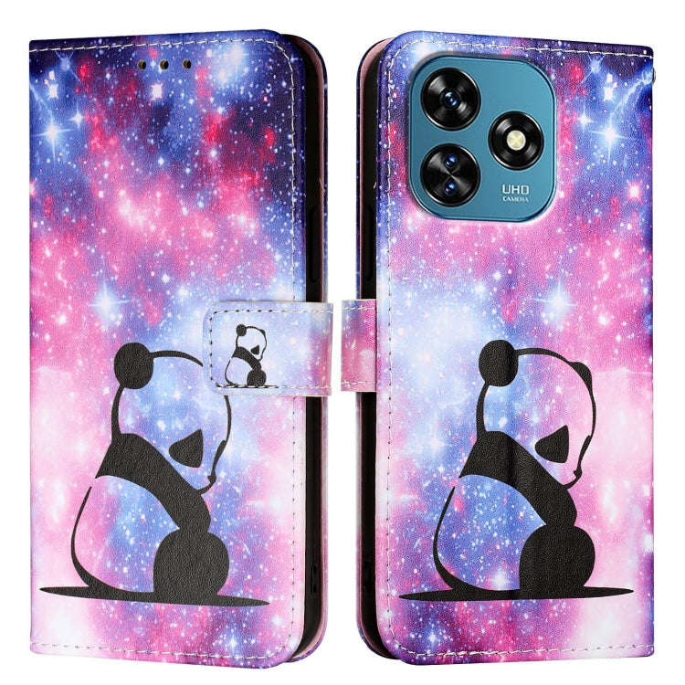 For Oukitel C51   Colored Drawing Pattern Plain Weave Leather Phone Case(Baby Panda)