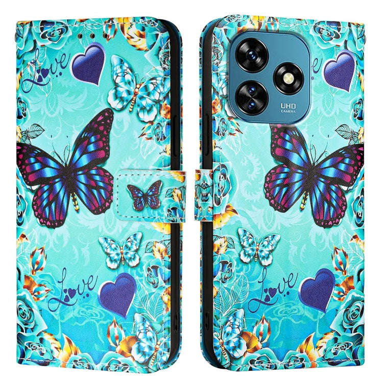 For Oukitel C51   Colored Drawing Pattern Plain Weave Leather Phone Case(Love Butterfly)
