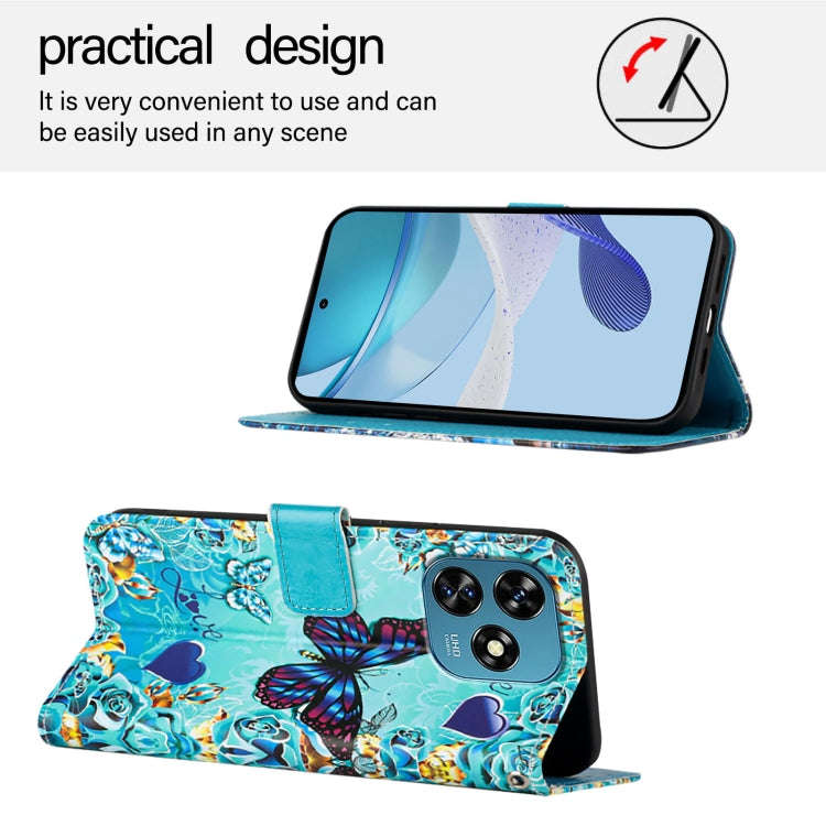 For Oukitel C51   Colored Drawing Pattern Plain Weave Leather Phone Case(Love Butterfly)