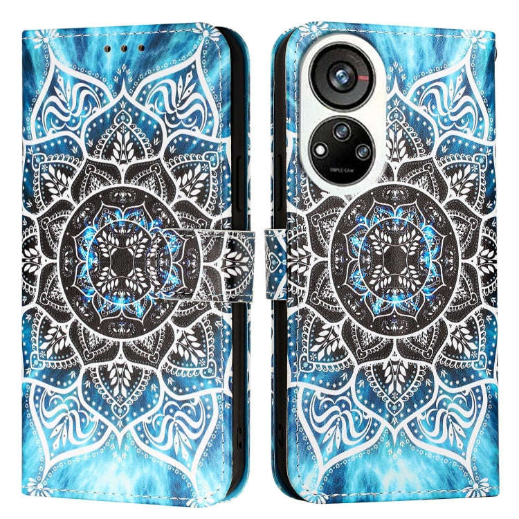 For ZTE Blade V40s   Colored Drawing Pattern Plain Weave Leather Phone Case(Undersea Mandala)