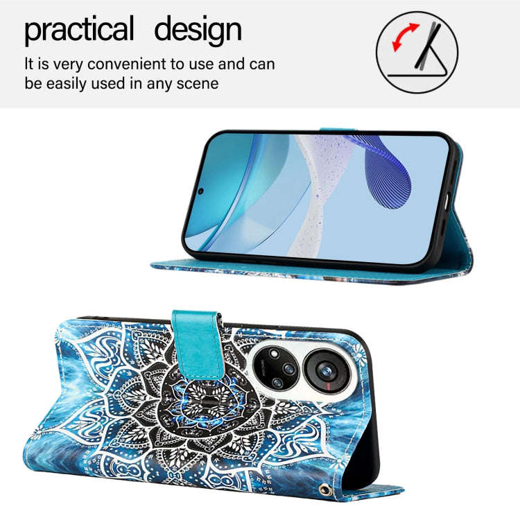 For ZTE Blade V40s   Colored Drawing Pattern Plain Weave Leather Phone Case(Undersea Mandala)