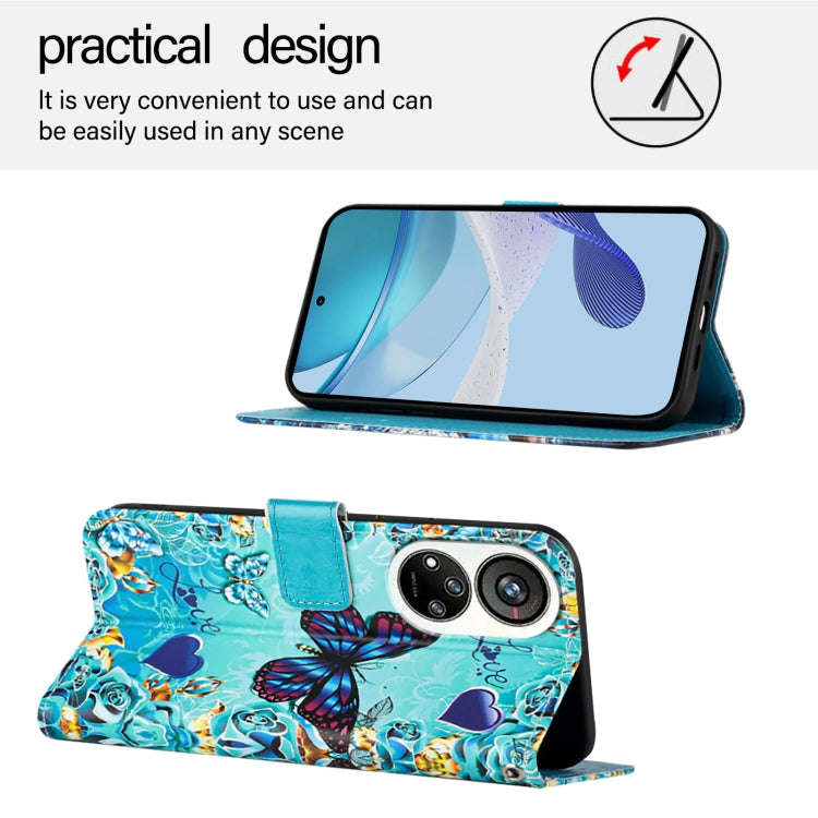 For ZTE Blade V40s   Colored Drawing Pattern Plain Weave Leather Phone Case(Love Butterfly)
