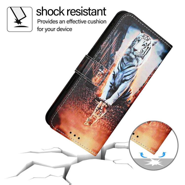For ZTE Blade V40s   Colored Drawing Pattern Plain Weave Leather Phone Case(Cats And Tigers)