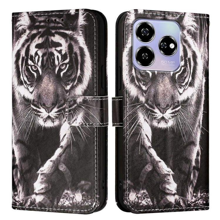 For ZTE Blade V60 / Axon 60 4G Colored Drawing Pattern Plain Weave Leather Phone Case(Black And W...