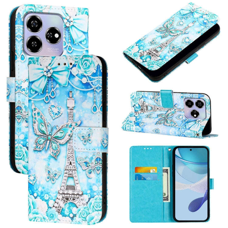 For ZTE Blade V60 / Axon 60 4G Colored Drawing Pattern Plain Weave Leather Phone Case(Tower Butte...