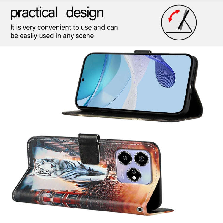 For ZTE Blade V60 / Axon 60 4G Colored Drawing Pattern Plain Weave Leather Phone Case(Cats And Ti...
