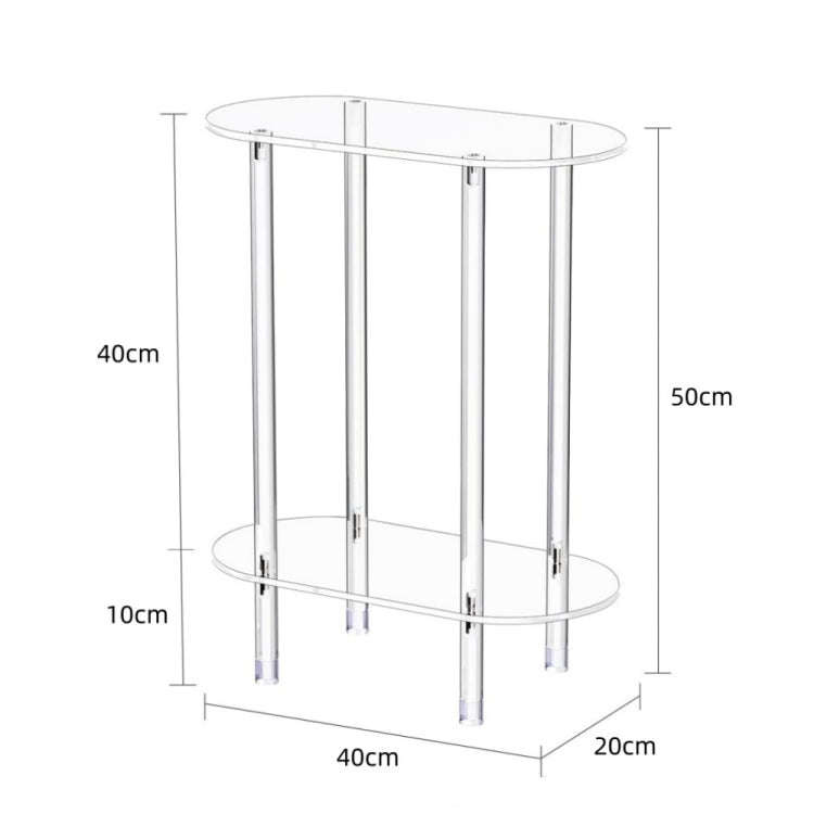 Acrylic Oval Double Layer Table Bedside Storage Rack(Transparent)