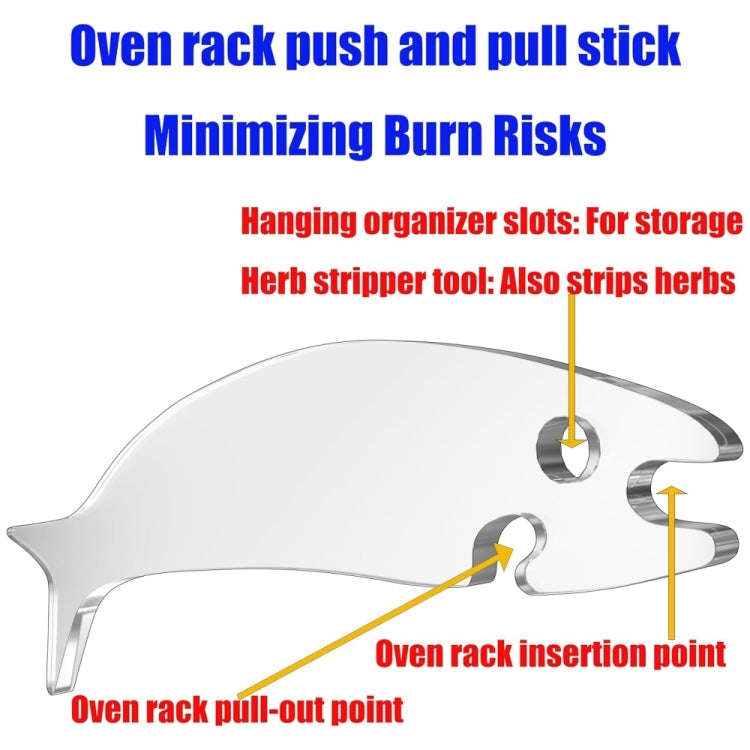 Acrylic Fish Shaped Oven Push Pull Rack Baking Push Pull Tool(Black)