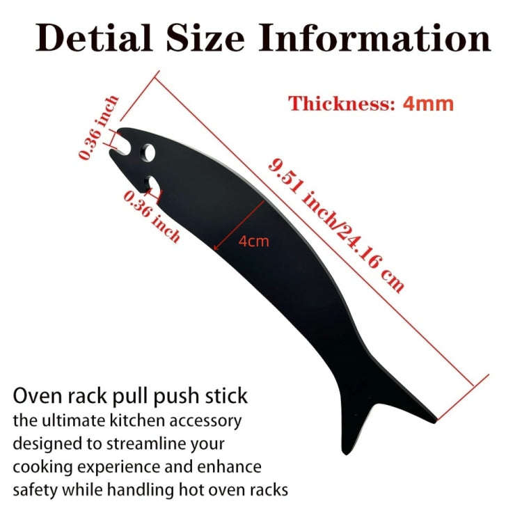 Acrylic Fish Shaped Oven Push Pull Rack Baking Push Pull Tool(Black)