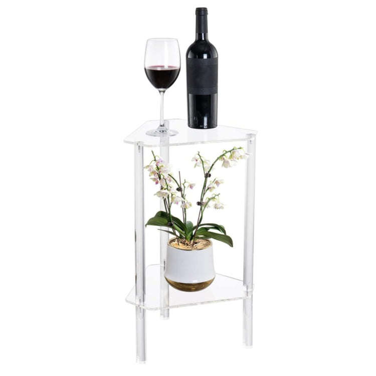 Acrylic Polygon Dual Layer Table Bedside Storage Rack(Transparent)