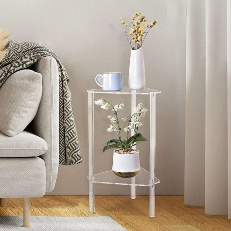 Acrylic Polygon Dual Layer Table Bedside Storage Rack(Transparent)