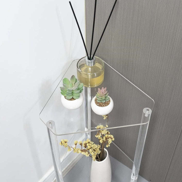 Acrylic Polygon Dual Layer Table Bedside Storage Rack(Transparent)
