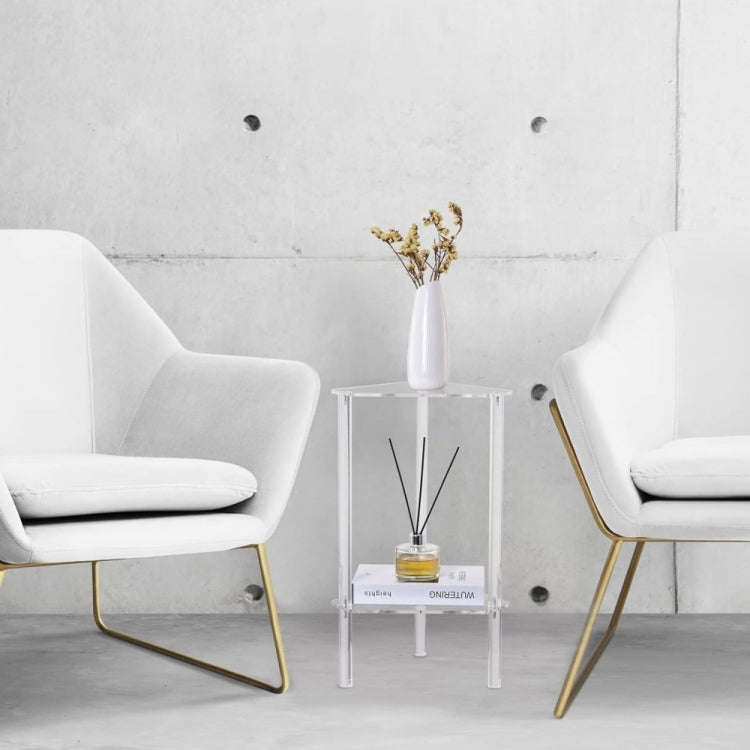 Acrylic Polygon Dual Layer Table Bedside Storage Rack(Transparent)