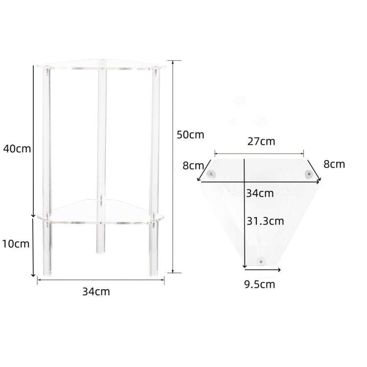 Acrylic Polygon Dual Layer Table Bedside Storage Rack(Transparent)
