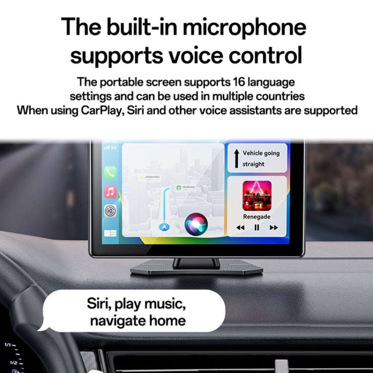 Yesido KM18 9 inch Center Console CarPlay Portable Car Video Navigation with Driving Recorder(Black)