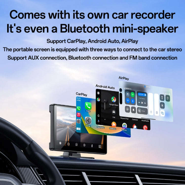 Yesido KM18 9 inch Center Console CarPlay Portable Car Video Navigation with Driving Recorder(Black)