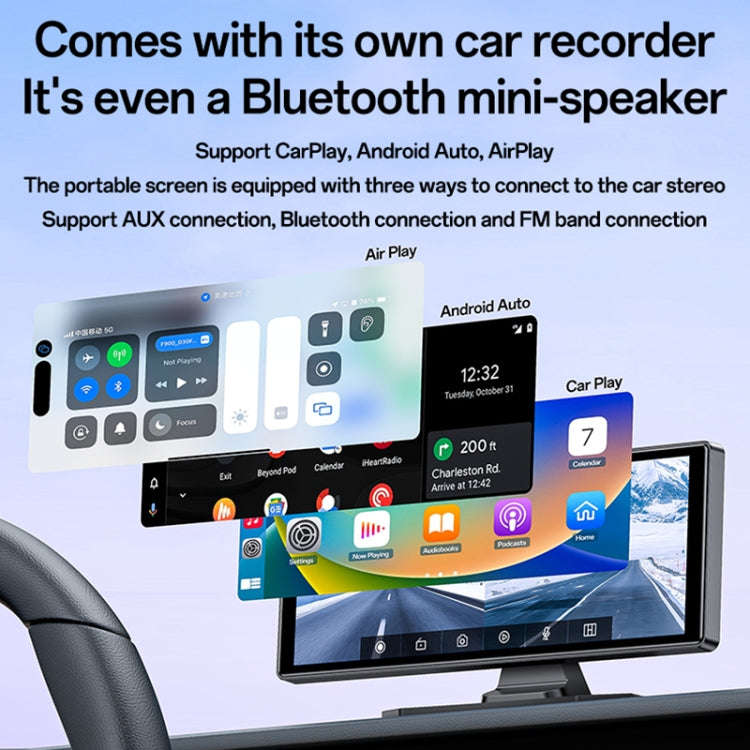 Yesido KM19 10.26 inch Center Console CarPlay Portable Car Video Navigation with Driving Recorder...